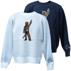 white and navy crew neck sweaters Penn State Nittany Lion Mascot